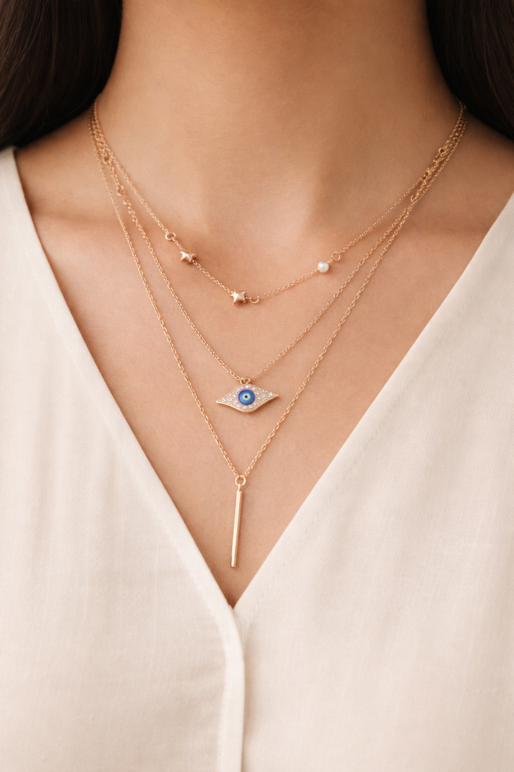 Elara Evil Eye Layered Necklace